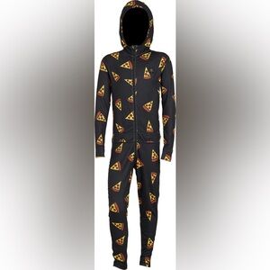 AIRBLASTER Youth Ninja Suit Black w/Pizza Print Baselayer size: Medium (8-10)